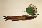 Damaru, Wood, skin, cloth, shell, Tibetan